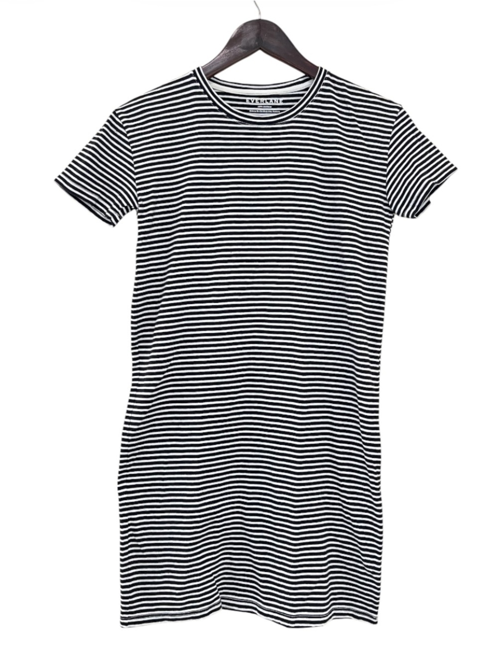 Everlane Black and White Striped T-Shirt Mini Dress